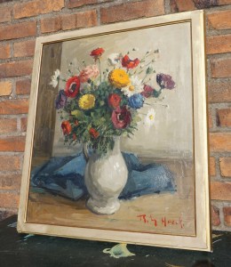 Raymond Van Hoeck, schilderij, bloemstilleven, olie, doek